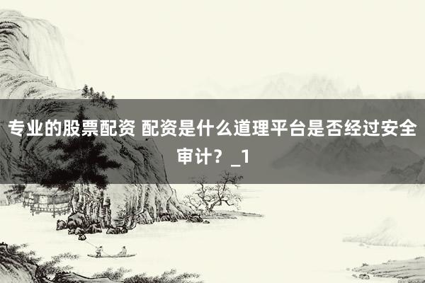 专业的股票配资 配资是什么道理平台是否经过安全审计？_1