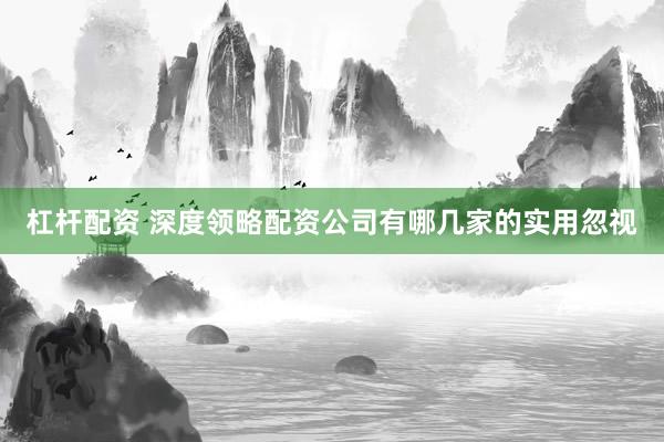 杠杆配资 深度领略配资公司有哪几家的实用忽视