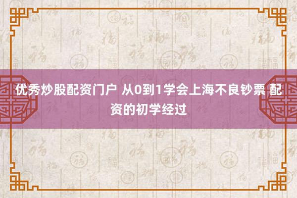 优秀炒股配资门户 从0到1学会上海不良钞票 配资的初学经过
