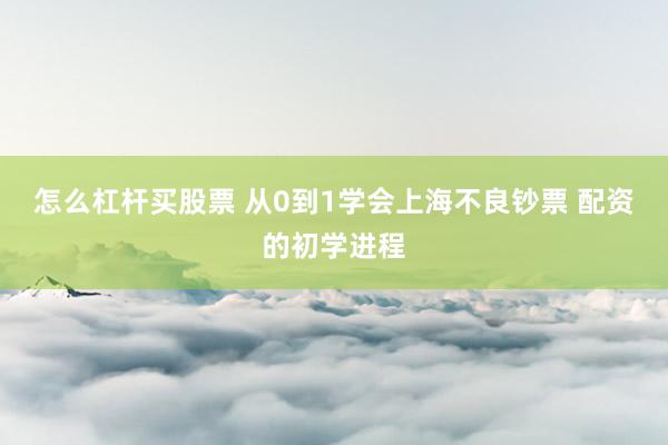 怎么杠杆买股票 从0到1学会上海不良钞票 配资的初学进程