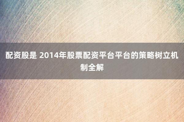 配资股是 2014年股票配资平台平台的策略树立机制全解