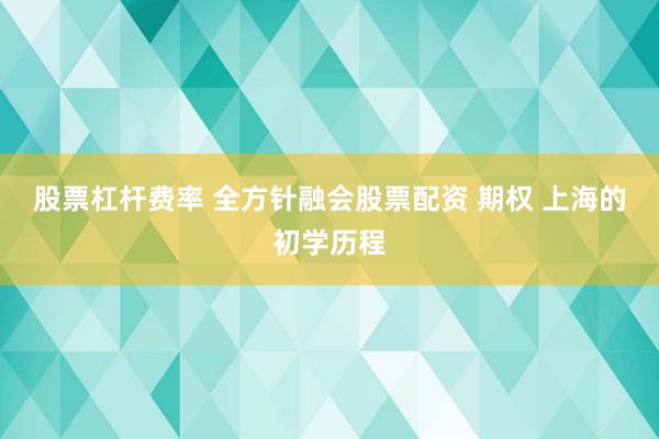 股票杠杆费率 全方针融会股票配资 期权 上海的初学历程