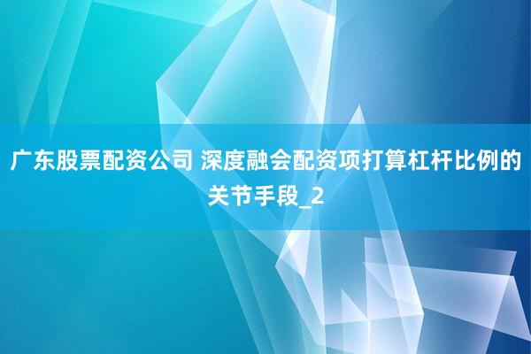 广东股票配资公司 深度融会配资项打算杠杆比例的关节手段_2